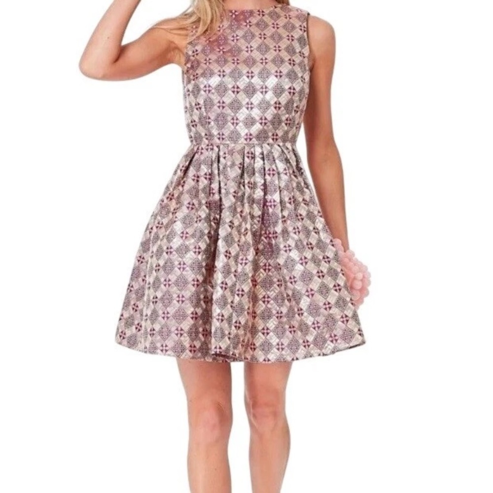 Tuckernuck Champagne Dreams Essie Dress Open Back Sz S Pink Gold Party NWT